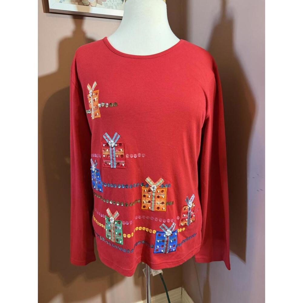 Peanut Butter & Jelly Christmas Shirt Womens XL Christmas Presents Sequins New